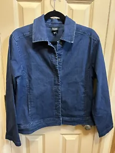 Blue Denim Cotton Blend Jacket Eileen Fisher M Cropped, Tailored - Picture 1 of 12