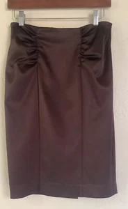 Bebe Chocolate brauner Satin eleganter Bleistiftrock, 6, hergestellt in den USA - Bild 1 von 8