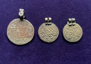 3x Vintage Mogul Münze Anhänger/Arabische Schrift/Schmuckherstellung/Messing Charms - Bild 1 von 3
