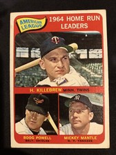 1965 TOPPS MICKEY MANTLE HARMON KILLEBREW #3 HOME RUN LEADERS VG