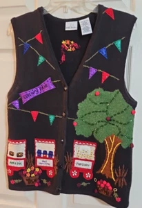 Chaleco Suéter Negro Vintage Bobbie Brooks Para Mujer County Fair Talla Pequeña - Imagen 1 de 6