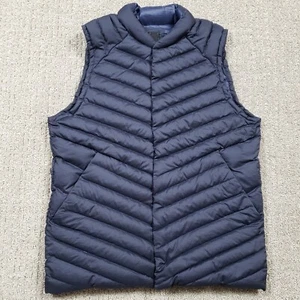LULULEMON Snap Down Vest Mens Large Navy Blue Goose Down Puffer Jacket Coat - Picture 1 of 11