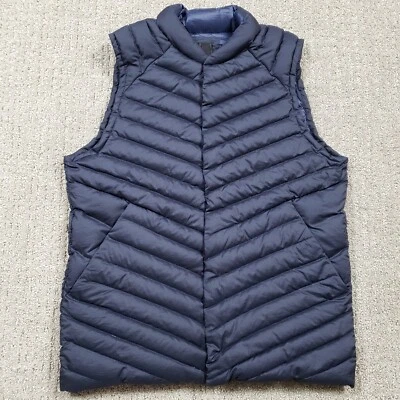 LULULEMON Snap Down Vest Mens Large Navy Blue Goose Down Puffer Jacket Coat - Image 1 of 4
