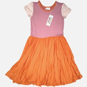 Dot Smile Girls 8 10 Pink Orange Colorblock Cap Sleeve Twirl Dress NWT - Picture 1 of 4