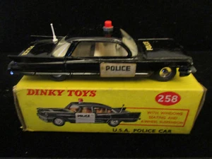 Dinky Toys #258 USA Police Car HTF Cadillac Version Meccano England Original Box - Picture 1 of 12