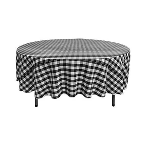 LA Linen Polyester Gingham Checkered 90-Inch Round Tablecloth. Made in USA - Picture 1 of 10