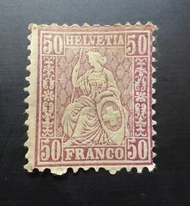Switzerland 1862 50c Stamp SG67 Mint with No Gum