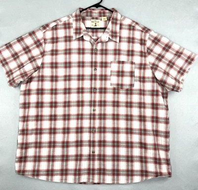 Camisa pelirroja para hombre 4XL roja a cuadros manga corta con botones 100 % algodón Foto 1 de 4
