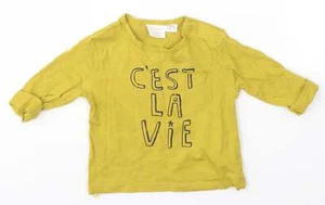 Zara Girls Green 100% Cotton Basic T-Shirt Size 3-6 Months Round Neck - Picture 1 of 12
