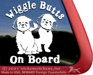 Wiggle Butts On Board | High Quality Shih Tzu Dogs Vinyl Window Decal Sticker - Bild 1 von 3