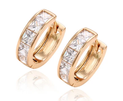 Deluxe Ohrringe Creolen Zirkonia Kristalle Rolled Gold 18K vergoldet Damen 17mm - Bild 1 von 4