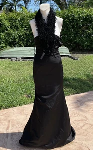 GIAMBATTISTA VALLI SCHWARZ SEIDE RÜSCHEN NECKHOLDER TAILLIERT FESTLICHES KLEID Gr. 44 / M - Bild 1 von 12