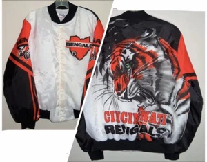 CHAQUETA RETROACTIVA VINTAGE AÑOS 80 CINCINNATI BENGALS NFL TIZA FANIMACIÓN L - Imagen 1 de 4
