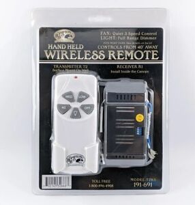 Hampton Bay Ceiling Fan Hand Held Wireless Remote Control 3 Speed 191-691 Dimmer