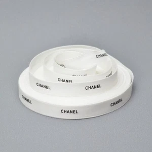 Chanel Ribbon White With Black Letters 15mm or 9/16" inch Width Sell By The Yard - Picture 1 of 5