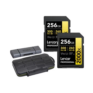 Lexar Professional 256GB 2000x UHS-II SDXC Memory Card (2-Pack) Bundle (3 Items) - Picture 1 of 9