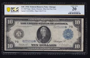 US 1914 $10 FRN Chicago STAR NOTE* FR 930* PCGS 20 VF (098*) - Picture 1 of 2