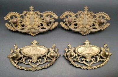 2 PR. Antique Victorian  Bronze Brass Drawer Pulls (New Old) L-147 - Image 1 of 4