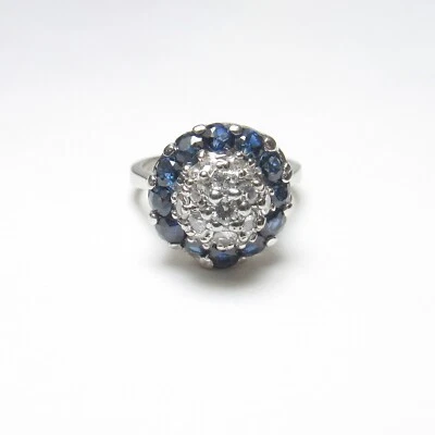 Estate 14K White Gold Natural Cobalt Blue Sapphire And Diamond Ring 1.25 Cts - Image 1 of 4