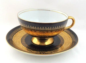 VTG Cup & Saucer 1900’s RRW Retsch & Co Bavaria Black & Heavy Gold Decor Germany - Bild 1 von 9