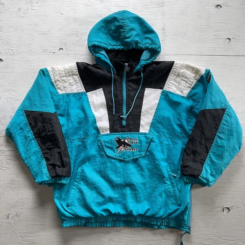 Vintage 90s San Jose Sharks Pullover Parka Jacket by Starter Size XL Rare Cover
