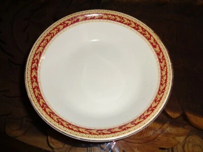 Sampson Bridgwood Lifelong Ironstone England Dessert Bowl Red & Gold Rim #2 - Image 1 of 4