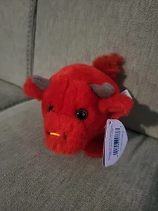 Swibco Puffkins 5" Bruno The Red Bull Plush NWT DOB 2-17-1998 - Picture 1 of 9
