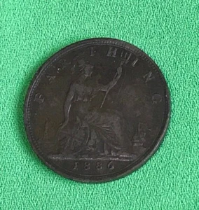 Simply Coins~1886 VICTORIA FARTHING Bronze 2.83 g ⌀ 20 mm KM# 753, Sp# 3958 - Picture 1 of 3