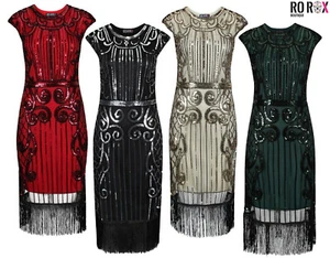 Great Gatsby Flapper Dress 1920's Women's Cocktail Party Fancy Sequin RRP £30 - Picture 1 of 29