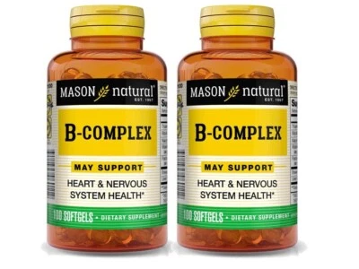 PACK 2 X 100 = 200 CÁPSULAS BLANDAS VITAMINA B-COMPLEX piel ojos cabello ENERGÍA CEREBRAL Foto 1 de 4