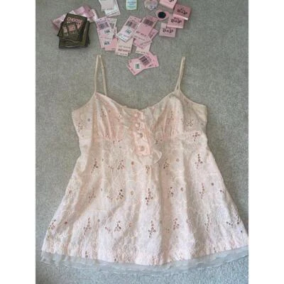 Juicy Couture Pink Eyelet Lace Dainty Top with buttons - Image 1 of 4