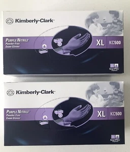Powder Free Nitrile Purple Gloves Lot XL Exam Disposable Kimberly-Clark Expired - Picture 1 of 6