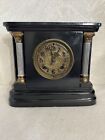 Cast Iron Metal Mantel Clock With Key Not Tested