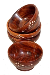 Handgefertigte Snackschale aus Sheeshamholz | kleine Servierschale aus Holz Pyala Dekor - Bild 1 von 6