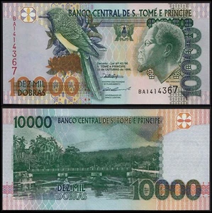 SAINT THOMAS & PRINCE 10000 DOBRAS (P66a) TWO SECURITY THREADS 1996 UNC - Picture 1 of 1