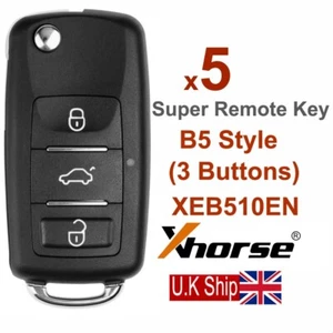 5x Xhorse Super Remote Key for B5 Flip 3 Button Built-i XT27B Chip XEB510EN - Picture 1 of 8