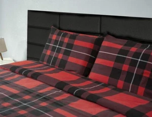 180 Gram Cotton Heavy Flannel Duvet Cover Set (Red Black , Full/Queen Size) - Picture 1 of 8