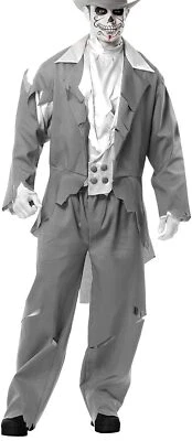 Disfraz Fantasma Novio Muerto Zombie Hombre Gris Gris Elegante Halloween Adulto Foto 1 de 2