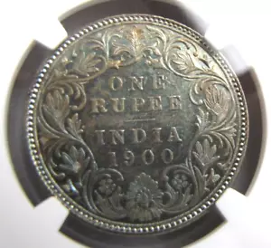 British India KM492 One Rupee 1900 (B) NGC AU 58. Superbly toned. - Picture 1 of 3