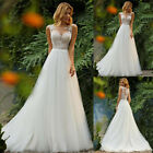 New White Ivory Lace A-line Wedding Dresses Sleeveless Tulle Bridal Gowns Custom