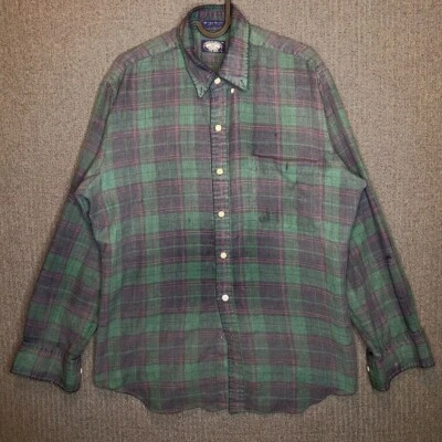 Camisa Knightsbridge Para Hombre Mediana Verde A Cuadros Cuello Abotonado De Colección Años 90  Foto 1 de 4