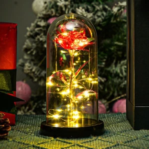 Eternal Galaxy Red Rose in Glass LED Enchanted Flower Mother's Day Gifts for Mon - Picture 1 of 17