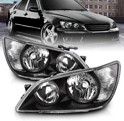 2001-2005 Factory Black OE Headlight Assembly Pair for Lexus IS300 Left+Right - Image 1 of 4