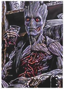 THIRSTY GROOT * Custom ACEO * Fun Novelty * DARK FANTASY * Art Card * ATC - Picture 1 of 1