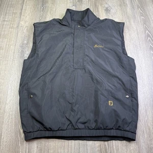 Dryjoys by Footjoy Rain Vest Black Windbreaker Half Zip Medium Sea Island Golf - Picture 1 of 9