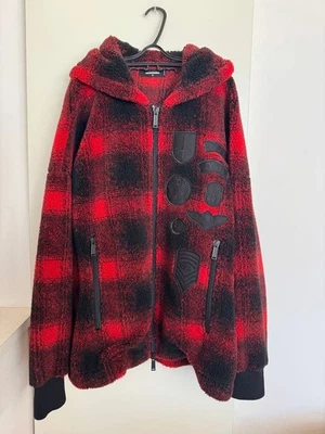 Chaqueta polar DSQUARED2 para hombre M roja negra a cuadros con capucha hecha en Italia Foto 1 de 4