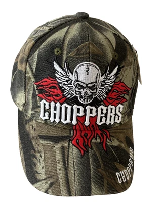 NEW Choppers Adjustable Embroidered Camo Biker Hat with Skull Logo - Image 1 of 4