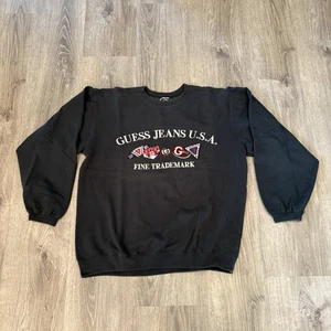 Vintage 90s Guess Jeans Dark Green Crewneck Sweatshirt - Embroidered - Large - Bild 1 von 5