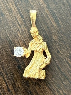 复古处女座处女座金色金属女士跪吊坠 — 第 1/4 张图片