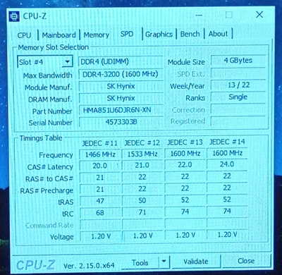 HMA851U6DJR6N-XN SK Hynix 4GB DDR4 3200MHz 1Rx16 PC4-25600 Desktop Memory RAM - Image 1 of 4